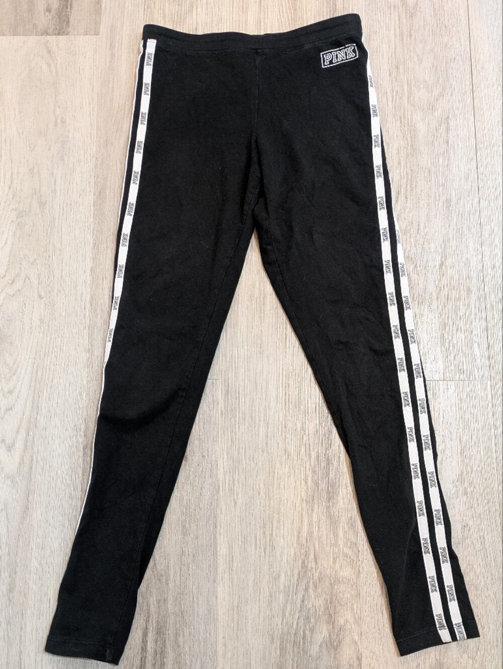 PINK Victoria's Secret Black Side-Stripe Leggings - Size Small